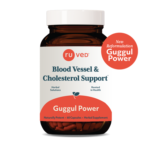 Guggul Power Capsules - Ayurvedic Cholesterol Support, 60 Vegetarian Capsules, Herbal Blend for Blood Vessel Health and Heart Support
