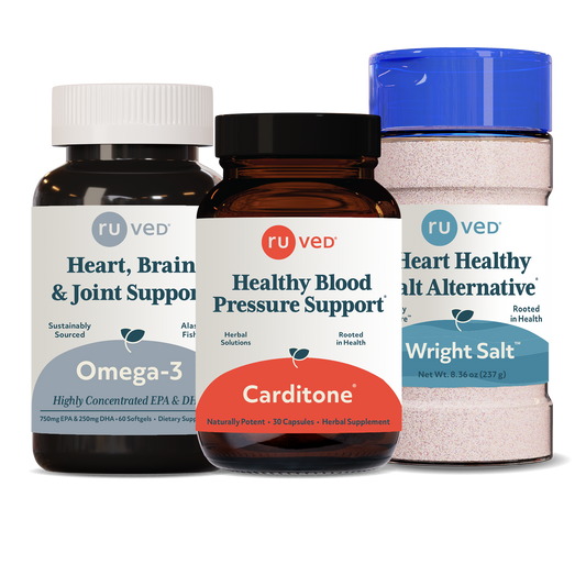 Heart Health Bundle, 60 Capsules, 60 Softgels, 237g. Featuring 3 Products: Omega-3, Carditone & Wright Salt for a Healthy Heart and Brain Wellness.