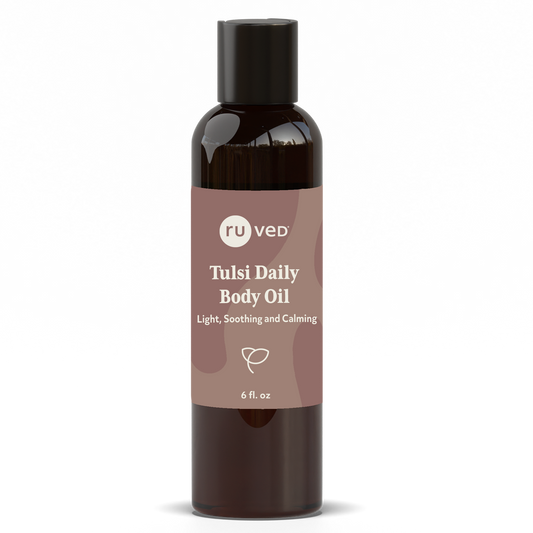 Tulsi Body Oil - Organic Holy Basil Infused Oil, 100ml Bottle, Nourishing Herbal Skincare for Radiant Skin.