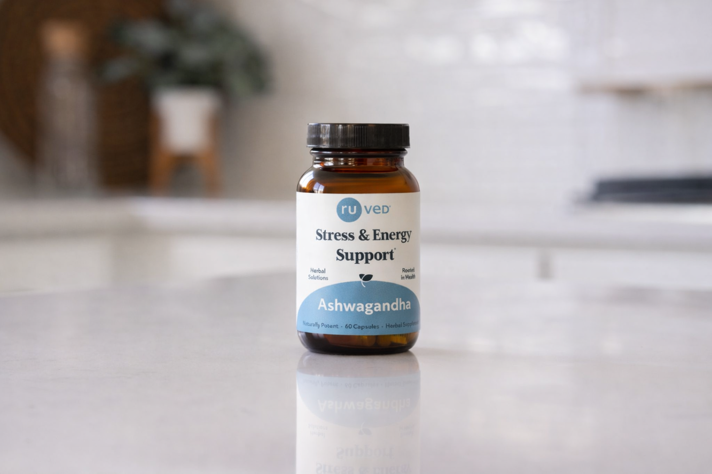 Ashwagandha on the floor - Herbal Supplement for Stress Relief and Vitality, Organic Blend.