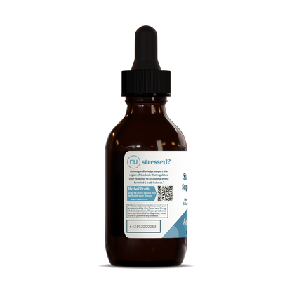 Ashwagandha Drops Description Side - Organic Herbal Extract Tincture, 60ml Bottle, Stress Relief and Energy Support.