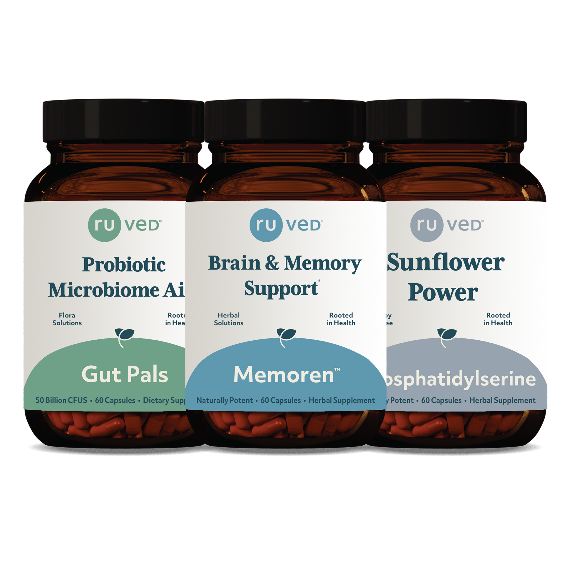 Gut Pals Memoren & Phosphatidylserine bundle Bottles front by ruved herbal supplements