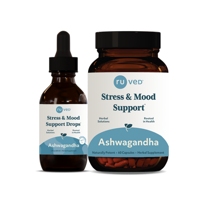 ashwagndha capsules and drops for stress and mood support by ruved herbal supplements and ayush herbs