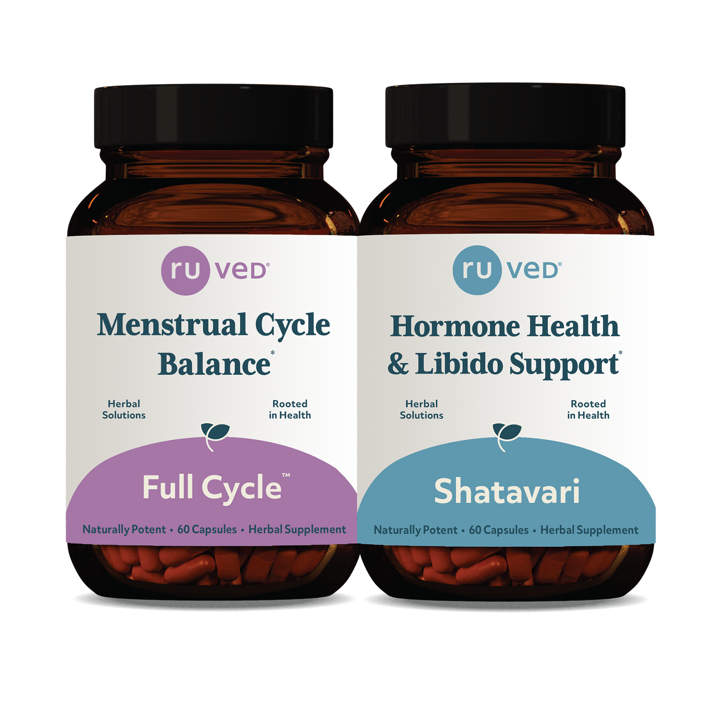 Full Cycle & Shatavari bundle Bottles front by ruved herbal supplements