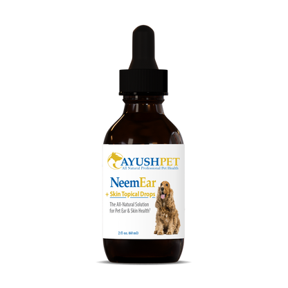 pet neem ear drops an herbal formula that promotes healthy ears and skin in pets, soothes irritation, and relieves discomfort by ruved herbal supplements and ayush herbs