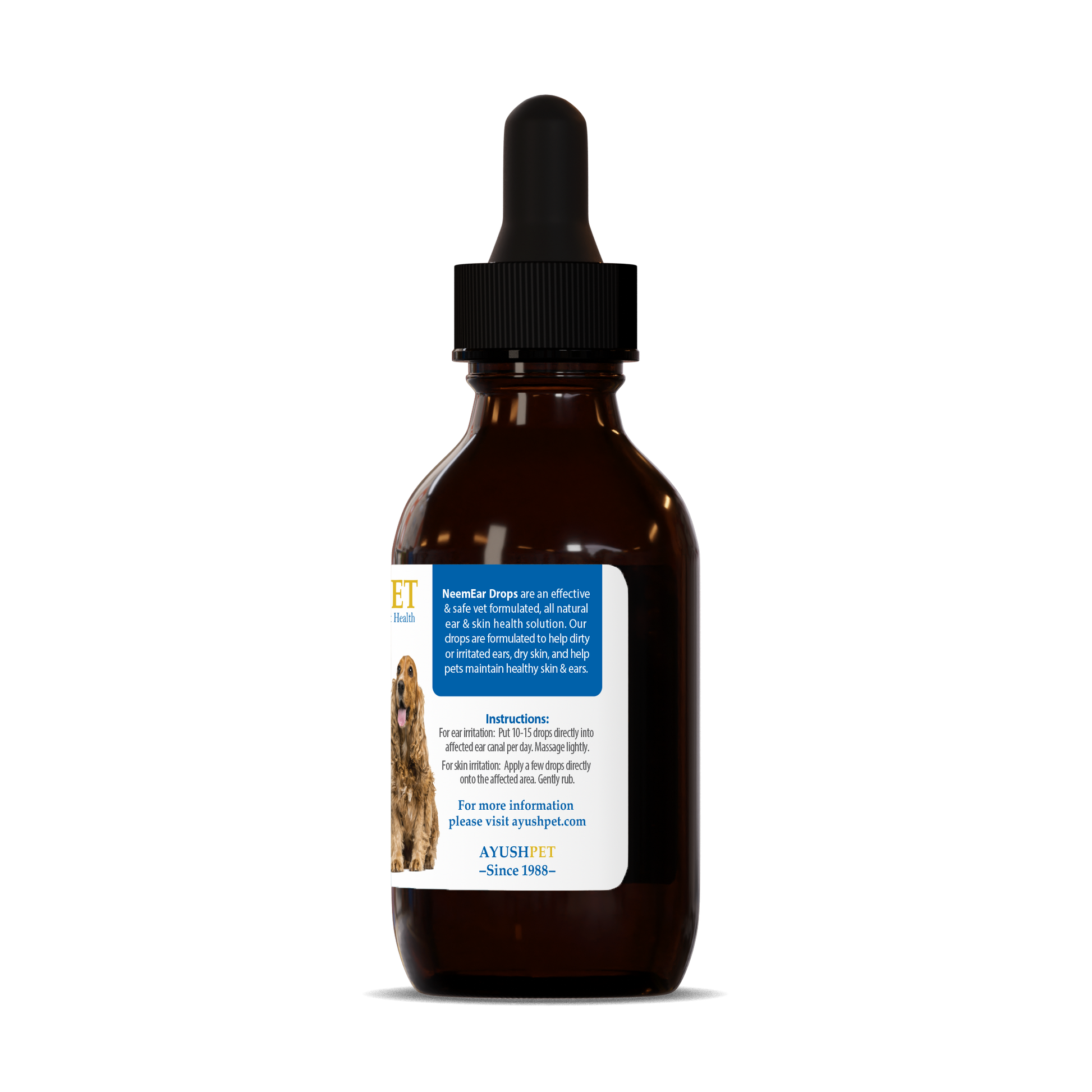 pet neem ear drops an herbal formula that promotes healthy ears and skin in pets, soothes irritation, and relieves discomfort by ruved herbal supplements and ayush herbs