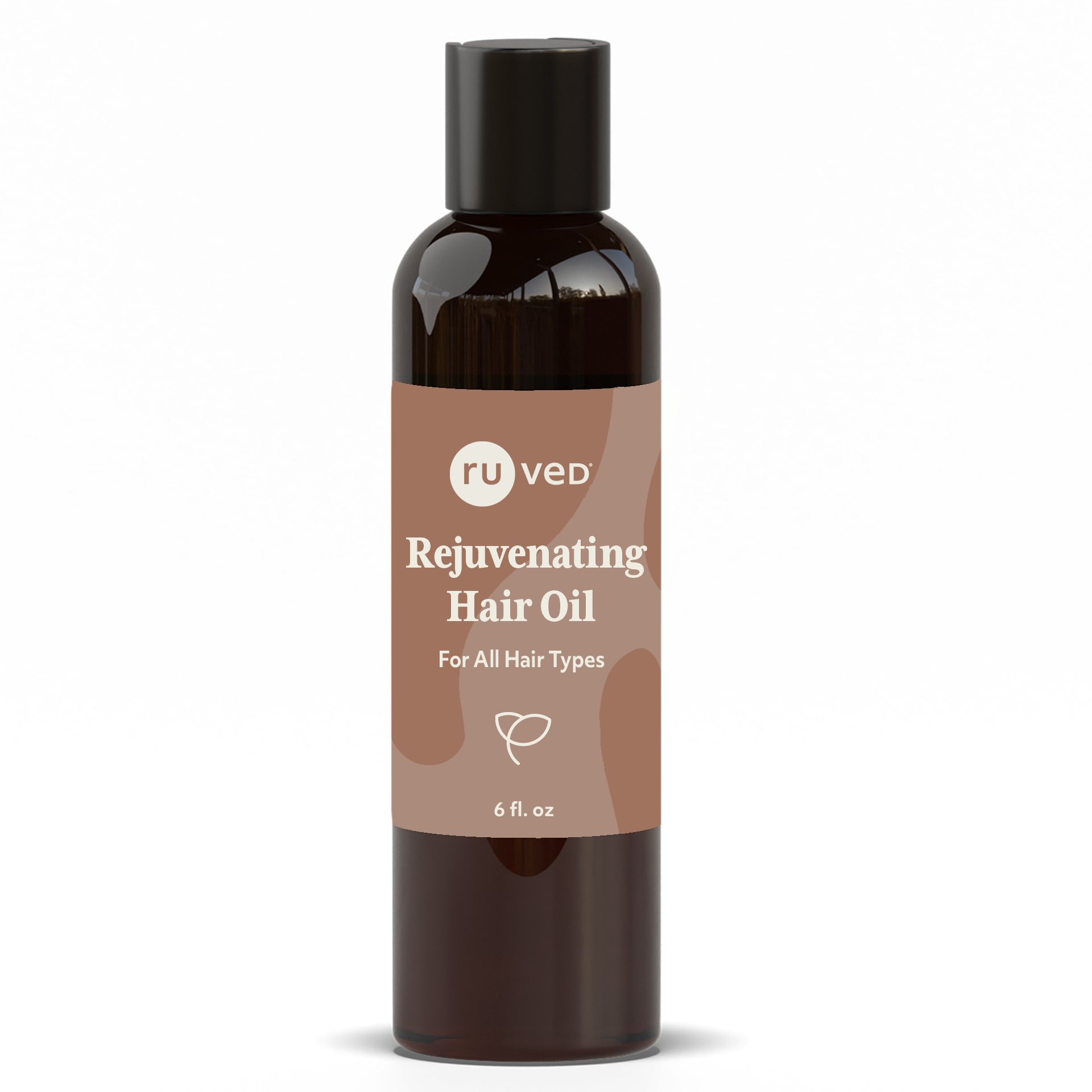 Rejuvenating Hair Oil bottle front Oil infused with herbs that promotes lustrous hair and healthy scalp by ruved herbal supplements and ayush herbs