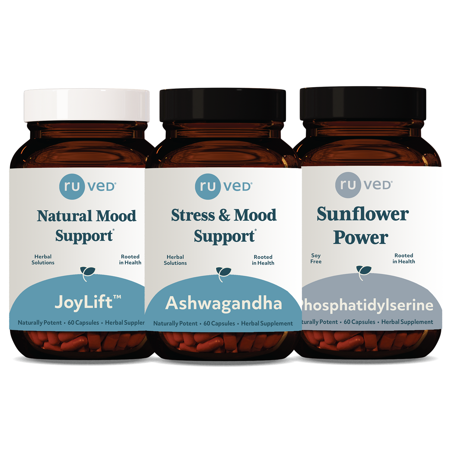 Joylift Ashwagandha & Phosphatidylserine bundle Bottles front by ruved herbal supplements