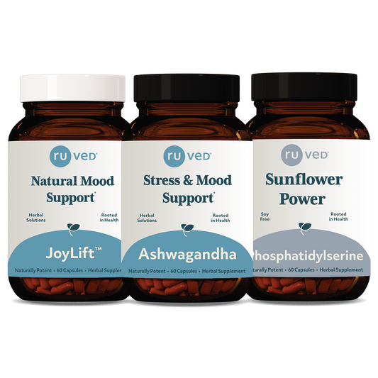 Joylift Ashwagandha & Phosphatidylserine bundle Bottles front by ruved herbal supplements