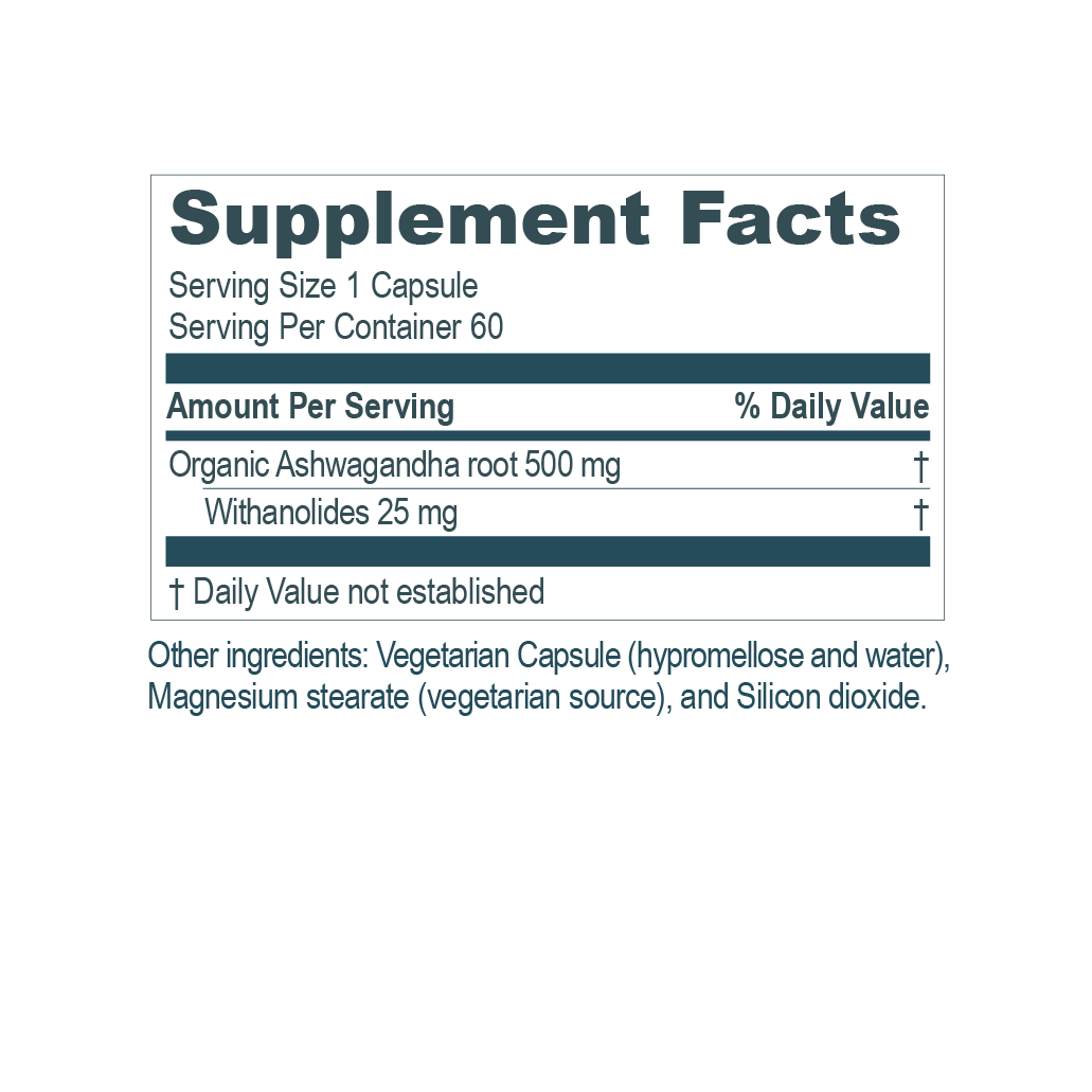 Ashwagandha Capsules Supplement Facts