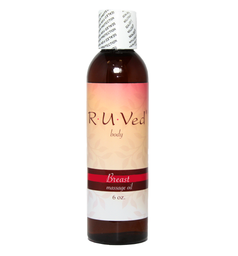 Breast massage oil bottle front by ruved herbal supplements and ayush herbs