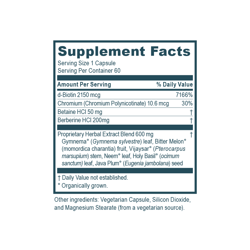 Sugar Nix Capsules Supplement Facts