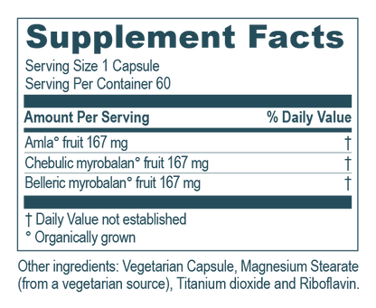 supplement facts triphala Herbal Support for Calm and Balanced Digestion, Promotes Gut Health and Optimal Elimination by ruved herbal supplements and ayush herbs